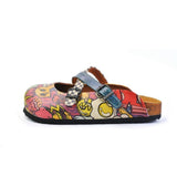  CALCEO Colored Mixed Pink and Blue Abstrack Patterned Clogs - CAL168 Women Clogs Shoes - Goby Shoes UK