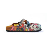  CALCEO Colored Mixed Pink and Blue Abstrack Patterned Clogs - CAL168 Women Clogs Shoes - Goby Shoes UK