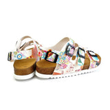  CALCEO Colored Strip and Colored Flowers Mixed Patterned Clogs - CAL1902 Women Clogs Shoes - Goby Shoes UK
