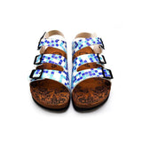  CALCEO Blue, Dark Blue and Light Blue Color Square Patterned Clogs - CAL1903 Women Clogs Shoes - Goby Shoes UK