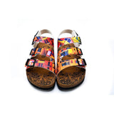  CALCEO Red, Orange, Yellow, Blue Colored Windows Patterned Clogs - CAL1905 Clogs Shoes - Goby Shoes UK
