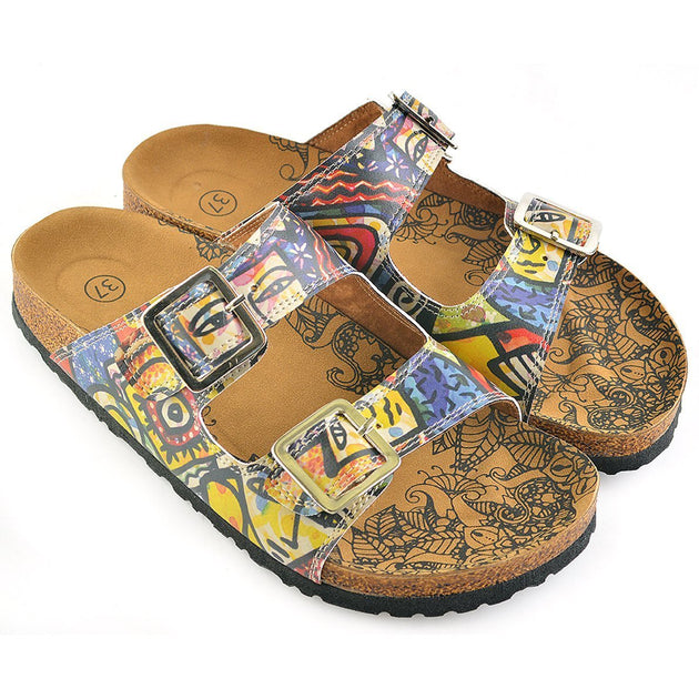  CALCEO Colored Art Table Patterned Sandal - CAL206 Women Sandal Shoes - Goby Shoes UK
