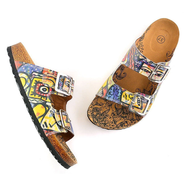  CALCEO Colored Art Table Patterned Sandal - CAL206 Women Sandal Shoes - Goby Shoes UK