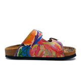  CALCEO Red and Blue Oil Color Patterned Sandal - CAL214 Sandal Shoes - Goby Shoes UK