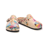  CALCEO Blue, Pink Orange Color Elephant and Rainbow Round Ball and Purple Bird Patterned Clogs - CAL301 Women Clogs Shoes - Goby Shoes UK