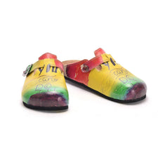 Yellow, Green, Purple, Red Color and You can do it, Patterned Clogs - CAL304