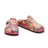  CALCEO Pink Car Flowers and Colored Flowers Patterned Clogs - CAL305 Clogs Shoes - Goby Shoes UK