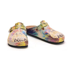  CALCEO Colorful Strip and Love You to the Moon and Back, Patterned Clogs - CAL309 Women Clogs Shoes - Goby Shoes UK
