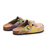  CALCEO Colorful Strip and Love You to the Moon and Back, Patterned Clogs - CAL309 Women Clogs Shoes - Goby Shoes UK