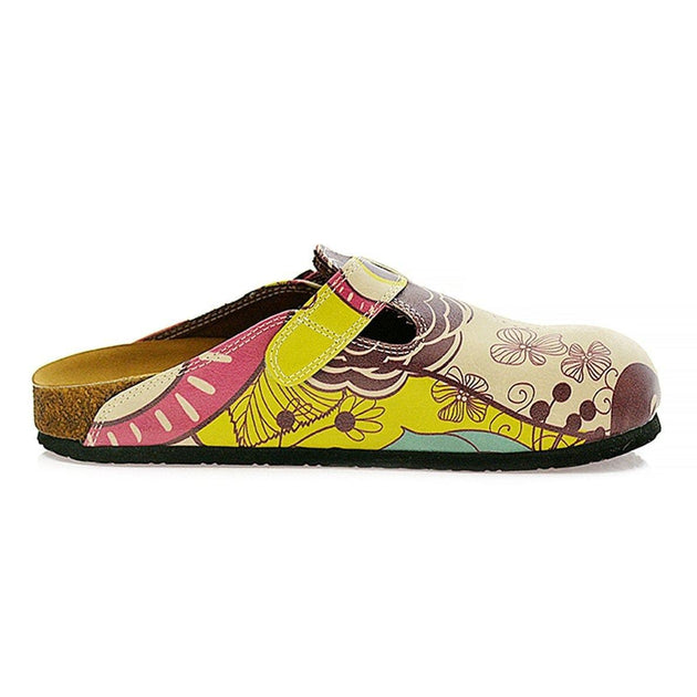  CALCEO Pink, Cream, Purple and Cute Owl and Colorful Flowers Patterned Clogs - CAL317 Clogs Shoes - Goby Shoes UK