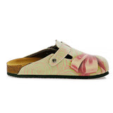  CALCEO Green, Purple Moving Lines and Pink Bow Patterned Clogs - CAL321 Women Clogs Shoes - Goby Shoes UK