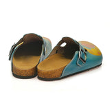  CALCEO Blue Color and Sleeping Baby, Yellow Sleeping Moon Patterned Clogs - CAL334 Women Clogs Shoes - Goby Shoes UK