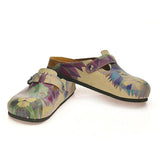  CALCEO Beige Colored, Blue, Purple, Green Lion and Purple, Dark Blue Wolf Patterned Clogs - CAL335 Women Clogs Shoes - Goby Shoes UK