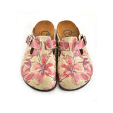  CALCEO Red Colored and Flowers Patterned Clogs - CAL348 Clogs Shoes - Goby Shoes UK