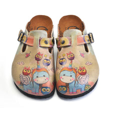  CALCEO Colored Owls and Rainbow Winged Unicorn Patterned Clogs - CAL360 Women Clogs Shoes - Goby Shoes UK