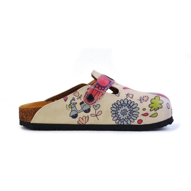  CALCEO Pink, Blue, Red Flowers Pattern and Red Birds, White and Pink Love Written Owl Patterned Clogs - CAL374 Clogs Shoes - Goby Shoes UK