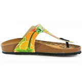  CALCEO Hello Spring Written and Green, Orange, Red Lemon, Orange Patterned Sandal - CAL503 Women Sandal Shoes - Goby Shoes UK