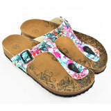  CALCEO Pink Flowers Colored and Butterflys Patterned Sandal - CAL505 Sandal Shoes - Goby Shoes UK