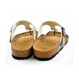  CALCEO Summer Written, Purple, Colored Mixed Pattern and Yellow Sun Patterned Sandal - CAL507 Sandal Shoes - Goby Shoes UK