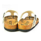 White Colored, Green, Orange, Red Patterned, Blue Sea Stared, Hello, Patterned Sandal - CAL521