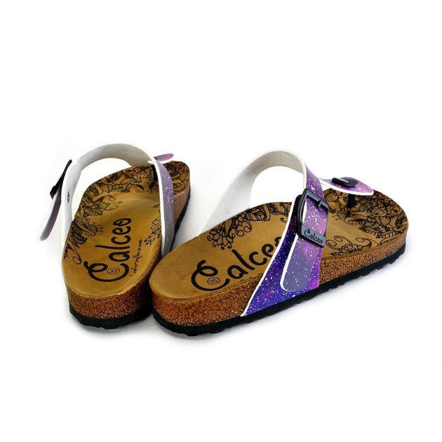  CALCEO Purple, Blue, Pink Colored Space Star Bright, Patterned Sandal - CAL525 Sandal Shoes - Goby Shoes UK