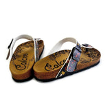  CALCEO Black and Colored Flowers Patterned Sandal - CAL526 Women Sandal Shoes - Goby Shoes UK