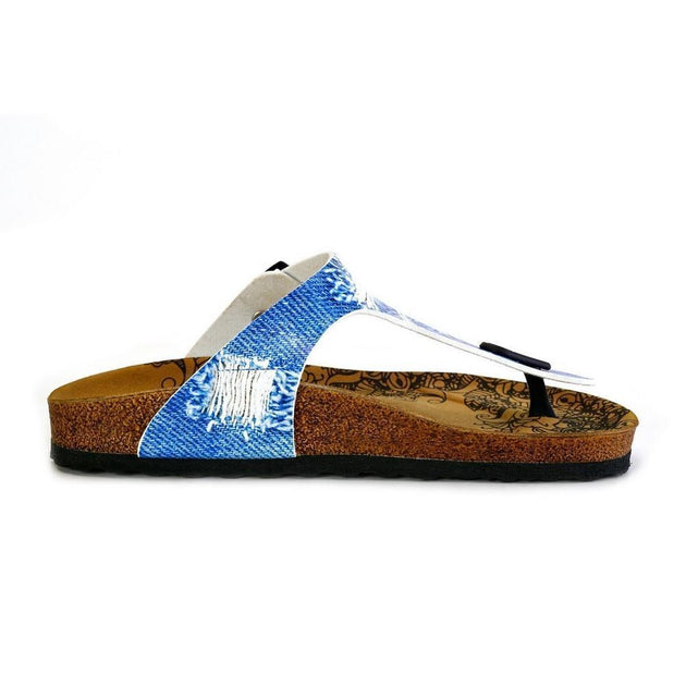  CALCEO Blue Jeans Patterned Sandal - CAL527 Women Sandal Shoes - Goby Shoes UK
