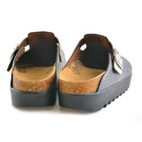  CALCEO Black Spaced, Cream Star Bright and Black Moon, Astronaut Patterned Clogs - CAL704 Women Clogs Shoes - Goby Shoes UK