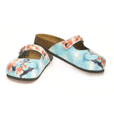  CALCEO Red Flowered Patterned and Coral Color Squared and Blue Anchor Patterned Clogs - CAL804 Clogs Shoes - Goby Shoes UK