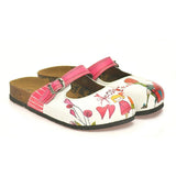  CALCEO Pink Colored, Sweet Children and I Love You Written Patterned Logs Clogs - CAL808 Clogs Shoes - Goby Shoes UK