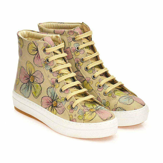  GOBY Flowers Sneaker Boots CW2017 Women Sneaker Boots Shoes - Goby Shoes UK