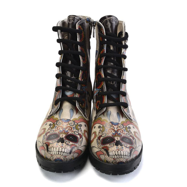  GOBY Cheerful Skull Short Boots DRY110 Women Short Boots Shoes - Goby Shoes UK
