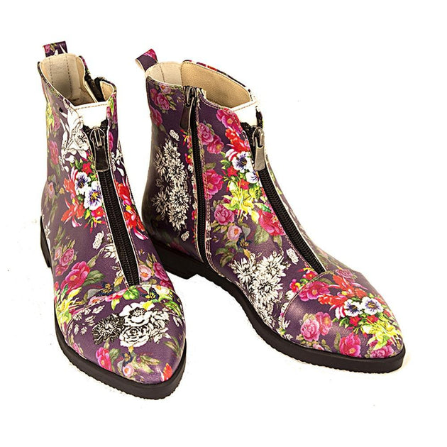  GOBY Flowers Ankle Boots FER104 Women Ankle Boots Shoes - Goby Shoes UK
