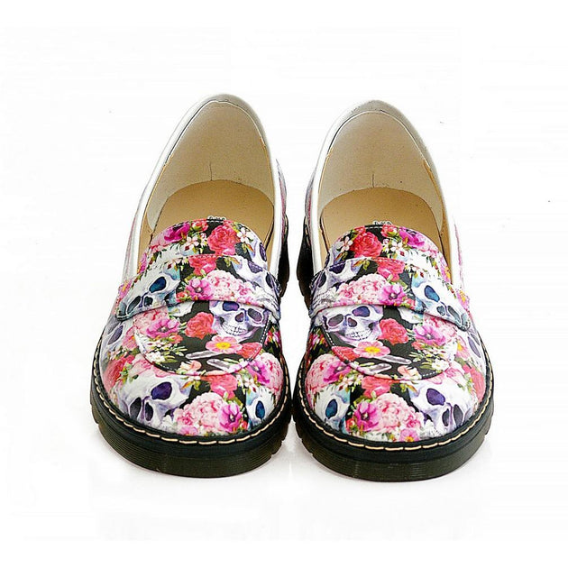 Skull and Flowers Oxford Shoes NMOX101