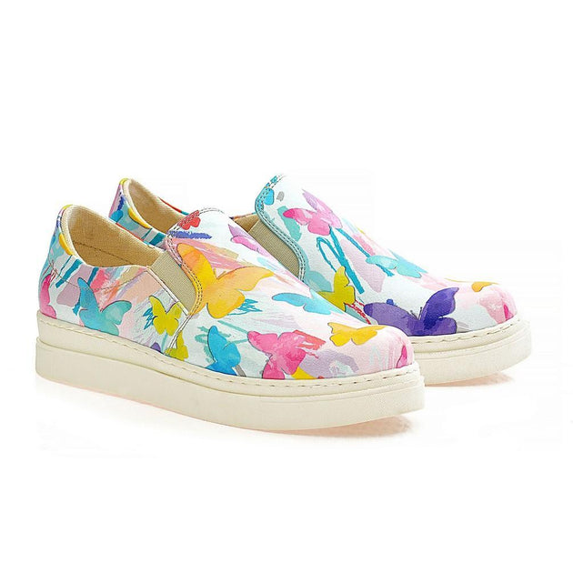 Colored Butterfly Slip on Sneakers Shoes NVN122, Goby, NEEFS Slip on Sneakers Shoes 