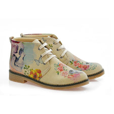  GOBY Flowers and Skull Ankle Boots PH210 Women Ankle Boots Shoes - Goby Shoes UK