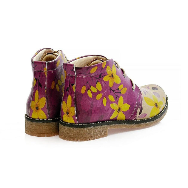  GOBY Autumn Flowers Ankle Boots PH215 Women Ankle Boots Shoes - Goby Shoes UK