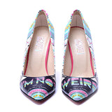 Blue Pattern Heel Shoes STL4407, Goby, GOBY Heel Shoes 