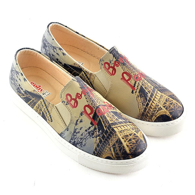  GOBY Bonjour Paris Slip on Sneakers Shoes VN4042 Women Sneakers Shoes - Goby Shoes UK
