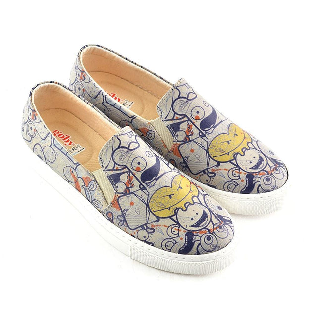 GOBY Crazy Smileys Slip on Sneakers Shoes VN4044 Women Sneakers Shoes - Goby Shoes UK