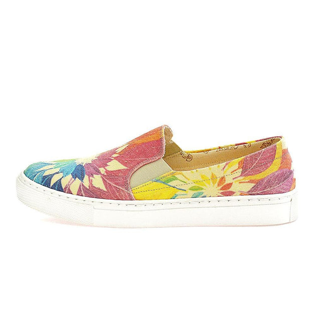  GOBY Colored Leaves Slip on Sneakers Shoes VN4402 Women Sneakers Shoes - Goby Shoes UK