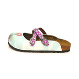  CALCEO Purple and White Colored Polkadot, Bonjour Paris Written, Cute Girl Patterned Clogs - WCAL125 Clogs Shoes - Goby Shoes UK