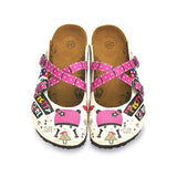  CALCEO Pink and White Colored Polkadot Pattern, Pink and White Pretty Girl Patterned Clogs - WCAL130 Clogs Shoes - Goby Shoes UK