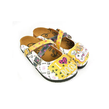 Yellow and Black Polkadot, Paw Pattern and I Love You, Cute Dogs Patterned Clogs - WCAL149