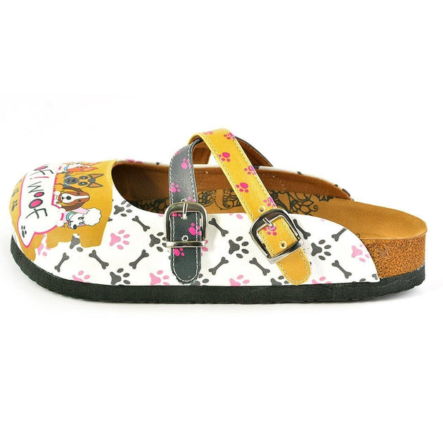 Yellow and Black Polkadot, Paw Pattern and I Love You, Cute Dogs Patterned Clogs - WCAL149