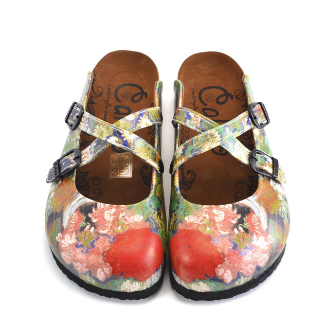  CALCEO Colorful Rose Garden Patterned Clogs - WCAL159 Women Clogs Shoes - Goby Shoes UK