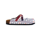  CALCEO Red and Navy Blue Colored Anchor Patterned Clogs - WCAL163 Clogs Shoes - Goby Shoes UK