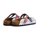  CALCEO Red and Navy Blue Colored Anchor Patterned Clogs - WCAL163 Clogs Shoes - Goby Shoes UK