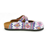  CALCEO Pink, Blue, White Colored Geometric Patterned Clogs - WCAL166 Clogs Shoes - Goby Shoes UK