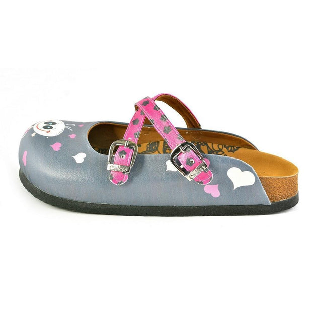  CALCEO Grey and Pink Love, Cute Alien Patterned Clogs - WCAL167 Women Clogs Shoes - Goby Shoes UK